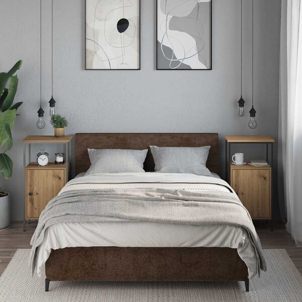 vidaXL 2 db k&eacute;zműves t&ouml;lgy sz&iacute;nű szerelt fa &eacute;jjeliszekr&eacute;ny 41x31x80 cm