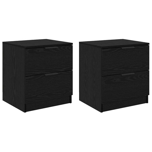 vidaXL &Eacute;jjeliszekr&eacute;ny 2 pcs Fekete t&ouml;lgy 45 x 39 x 50cm Faanyag