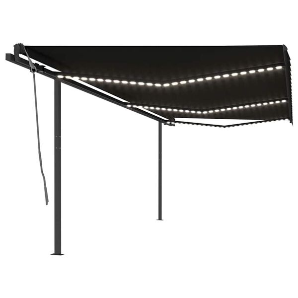 vidaXL antracitsz&uuml;rke automata sz&eacute;l&eacute;rz&eacute;kelős &eacute;s LED-es napellenző 6x3m