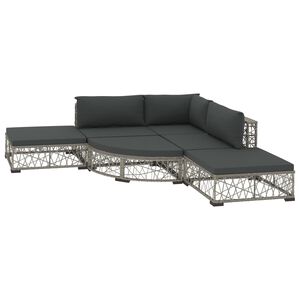 vidaXL 6 r&eacute;szes sz&uuml;rke polyrattan kerti &uuml;lőgarnit&uacute;ra p&aacute;rn&aacute;kkal