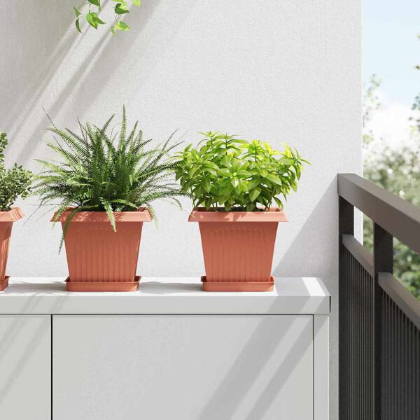 vidaXL N&eacute;gyzet Vir&aacute;gcser&eacute;p 6 pcs T&eacute;gla V&ouml;r&ouml;s 20 x 20 x 16 cm Műanyag