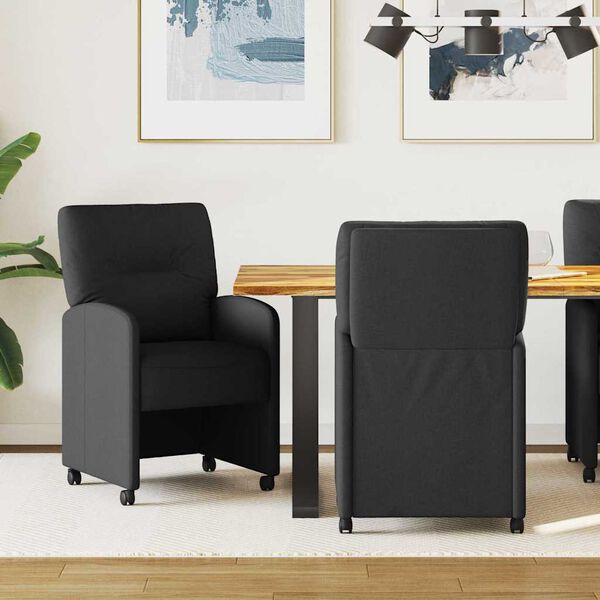 vidaXL Kerekes &Eacute;tkező Sz&eacute;kek 2 pcs Fekete 57 x 67 x 95 cm sz&ouml;vet