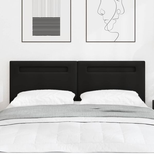 vidaXL LED &aacute;gyt&aacute;mla Fekete 144 cm Műbőr