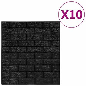 vidaXL 10 db fekete &ouml;ntapad&oacute;s 3D t&eacute;gla hat&aacute;s&uacute; falmatrica