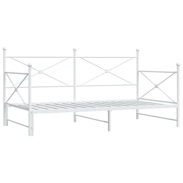 vidaXL Daybed with Trundle without Mattress White 107x203 cm acél