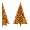 vidaXL aranysz&iacute;nű PET f&eacute;l műkar&aacute;csonyfa &aacute;llv&aacute;nnyal 240 cm