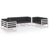 vidaXL 7 r&eacute;szes t&ouml;m&ouml;r fenyőfa kerti &uuml;lőgarnit&uacute;ra p&aacute;rn&aacute;val