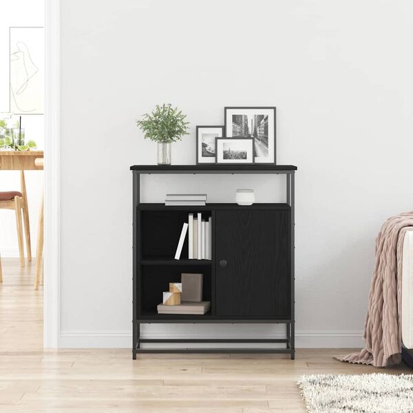 vidaXL Sz&eacute;f Fekete t&ouml;lgy 69 x 35 x 80 cm Faanyag