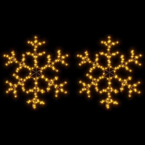 vidaXL 2 db meleg feh&eacute;r kar&aacute;csonyi h&oacute;pehely LED-del 59 x 59 cm