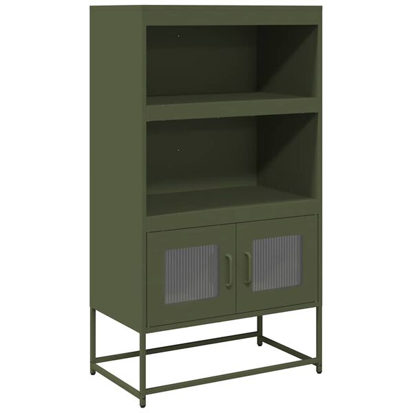 vidaXL Highboard olívazöld 68x39x123 cm Acél