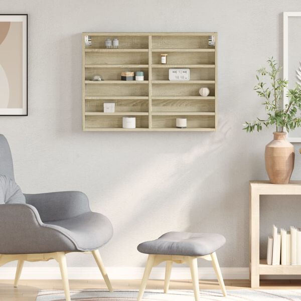 vidaXL sonoma t&ouml;lgy sz&iacute;nű szerelt fa vitrinszekr&eacute;ny 80 x 8,5 x 58 cm