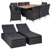 vidaXL 11 r&eacute;szes fekete k&uuml;lt&eacute;ri polyrattan &eacute;tkezőgarnit&uacute;ra
