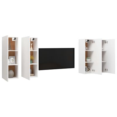 vidaXL 4 db fehér forgácslap TV-szekrény 30,5 x 30 x 90 cm