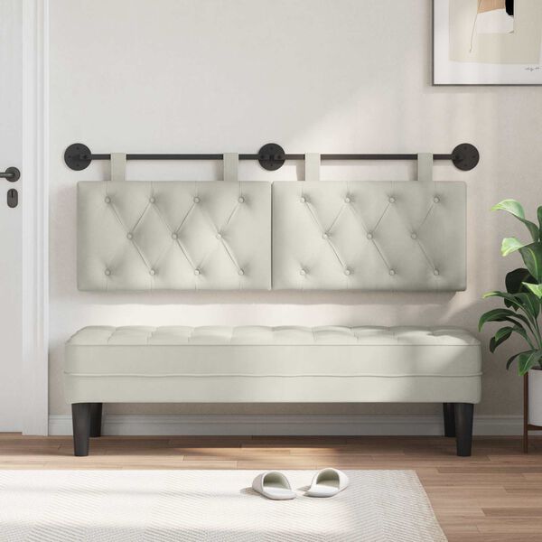 vidaXL Fali Fejt&aacute;mla Falra szerelhető Kr&eacute;m 130 x 55 x 7 cm B&aacute;rsony