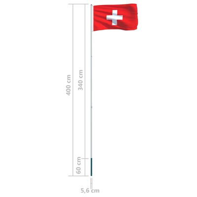vidaXL svájci zászló alumíniumrúddal 4 m