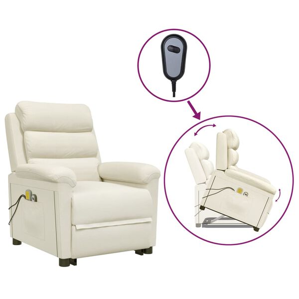 vidaXL krémszínű bársony felállást segítő masszázsfotel