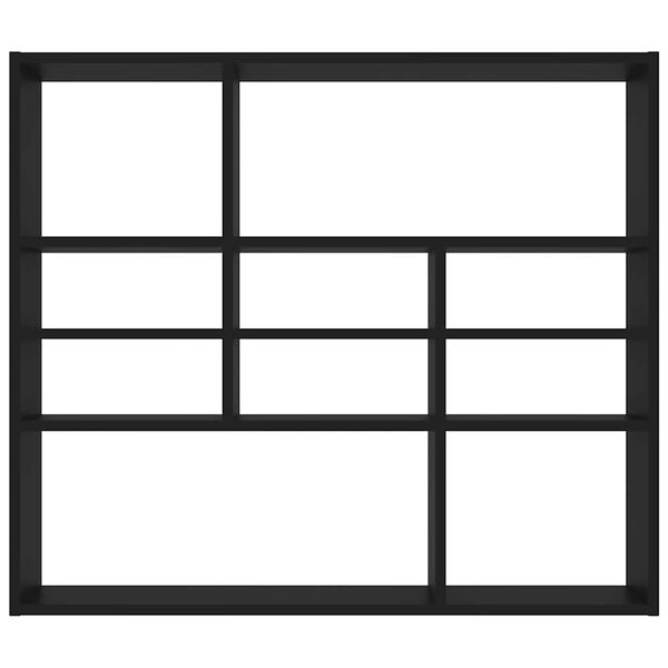 vidaXL fekete szerelt fa fali polc 90 x 16 x 78 cm