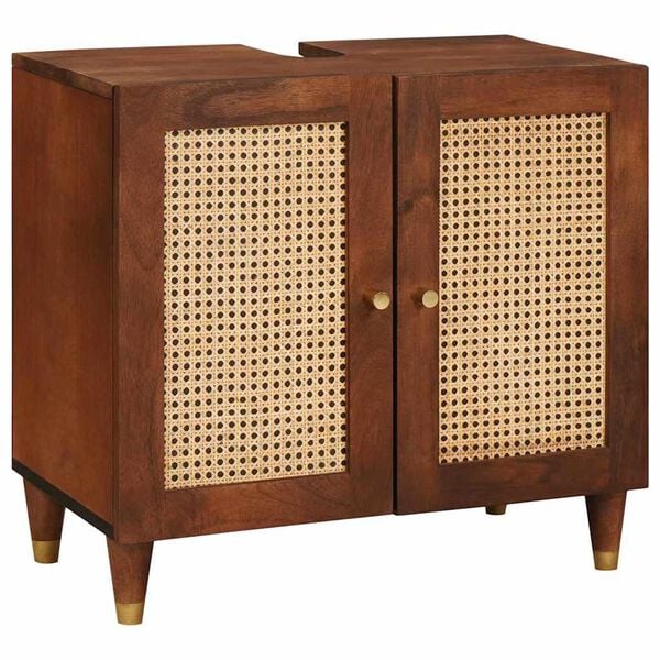 vidaXL Mosdókagyló szekrény polcokkal Barna 62 x 33 x 58 cm Faanyag