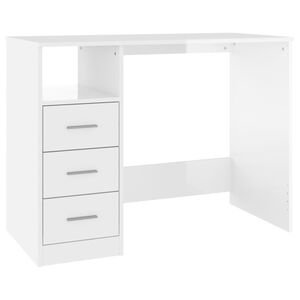 vidaXL magasf&eacute;nyű feh&eacute;r szerelt fa &iacute;r&oacute;asztal fi&oacute;kokkal 102x50x76 cm