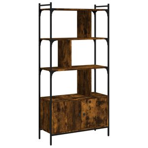 vidaXL f&uuml;st&ouml;s t&ouml;lgy szerelt fa k&ouml;nyvespolc ajt&oacute;kkal 76,5x30x154,5 cm