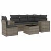 vidaXL 6 r&eacute;szes sz&uuml;rke polyrattan kerti &uuml;lőgarnit&uacute;ra p&aacute;rn&aacute;kkal
