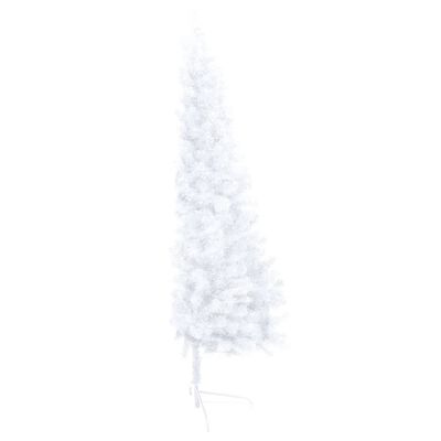 vidaXL fehér megvilágított fél műkarácsonyfa gömb szettel 120 cm