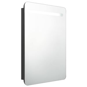 vidaXL f&eacute;nyes fekete LED-es t&uuml;kr&ouml;s f&uuml;rdőszobaszekr&eacute;ny 60 x 13 x 70 cm