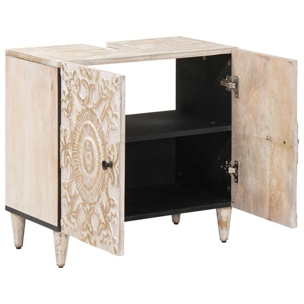 vidaXL F&uuml;rdőszobai mosd&oacute;szekr&eacute;ny Feh&eacute;r 62 x 33 x 58 cm T&ouml;m&ouml;r Mang&oacute;f&aacute;t