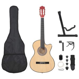 vidaXL 12 részes 6 húros akusztikus western cutaway gitár szett 38"