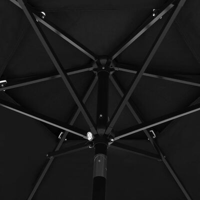 vidaXL 3 szintes fekete napernyő alumíniumrúddal 2,5 m