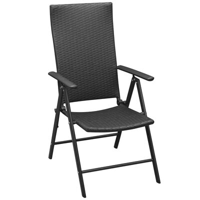 vidaXL 2 db fekete rakásolható polyrattan kerti szék párnával