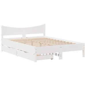 vidaXL feh&eacute;r t&ouml;m&ouml;r fenyőfa &aacute;gykeret fi&oacute;kokkal 150 x 200 cm