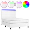 vidaXL feh&eacute;r műbőr rug&oacute;s &aacute;gy matraccal &eacute;s LED-del 140x200 cm