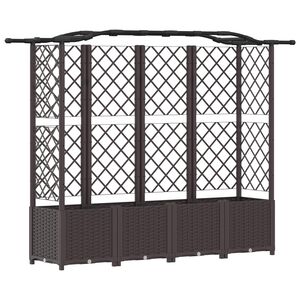 vidaXL Magas&iacute;tott &Aacute;gy Trellis-szel &eacute;s Tetővel Barna 204 x 40 x 138 cm