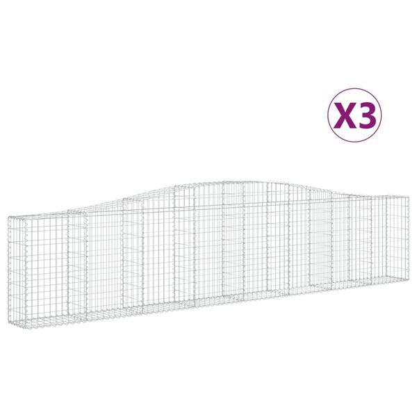 vidaXL 3 db íves horganyzott vas gabion kosár 400x30x80/100 cm