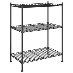 vidaXL 3 szintes fekete t&aacute;rol&oacute;&aacute;llv&aacute;ny 150 kg 60 x 35 x 76 cm