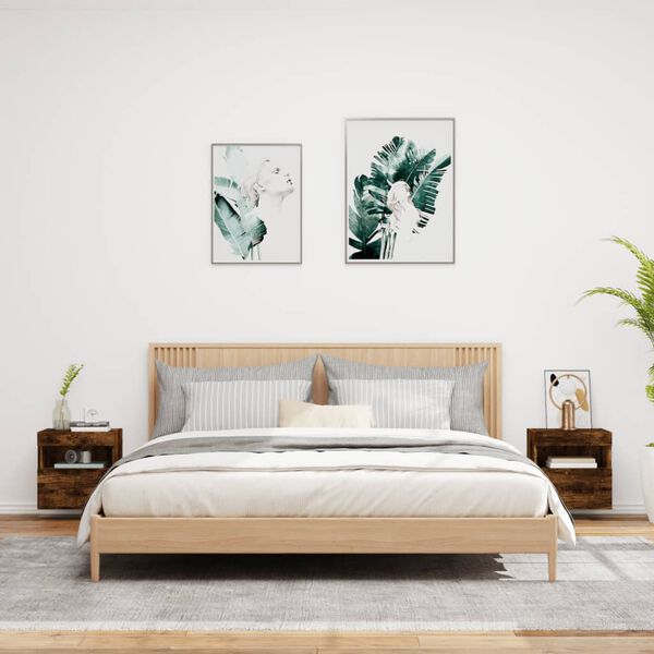 vidaXL 2 db füstös tölgy fali TV-szekrény LED-ekkel 40x30x40 cm