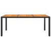 vidaXL fekete ak&aacute;cfa &eacute;s polyrattan kerti asztal 190 x 90 x 75 cm