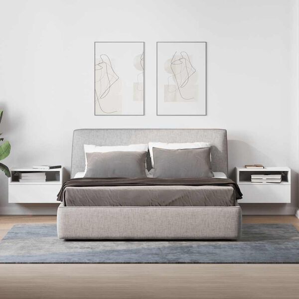 vidaXL 2 db feh&eacute;r falra szerelhető &eacute;jjeliszekr&eacute;ny 45 x 26 x 28,5 cm