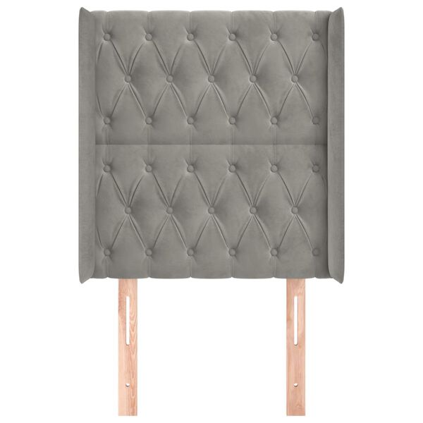 vidaXL világosszürke bársony fejtámla szárnyakkal 83x16x118/128 cm