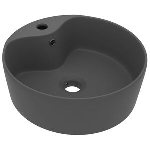 vidaXL matt s&ouml;t&eacute;tsz&uuml;rke luxus ker&aacute;mia mosd&oacute;kagyl&oacute; t&uacute;lfoly&oacute;val 36x13 cm