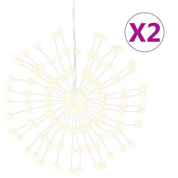 vidaXL 2 db kar&aacute;csonyi meleg feh&eacute;r csillagf&eacute;ny 140 db LED 17 cm