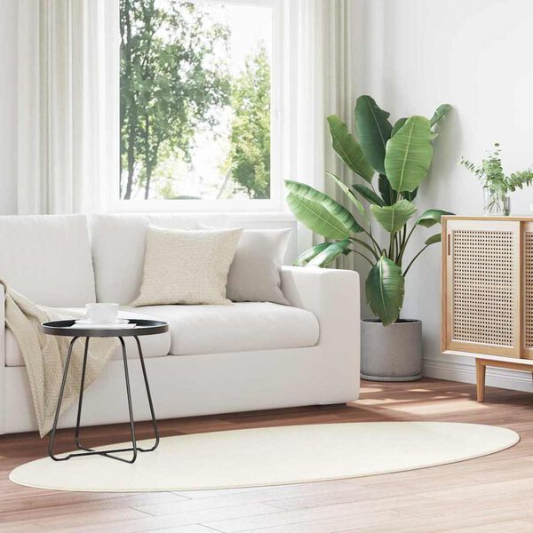 vidaXL Ter&uuml;letszőnyegek Ov&aacute;lis HUARTE Kr&eacute;m 100 x 200 cm