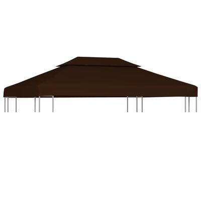 vidaXL barna kétszintes pavilon tetőponyva 310 g/m² 4 x 3 m