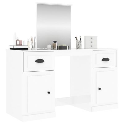 vidaXL magasfényű fehér fésülködőasztal tükörrel 130 x 50 x 132,5 cm