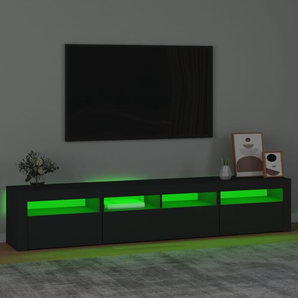 vidaXL fekete TV-szekr&eacute;ny LED-vil&aacute;g&iacute;t&aacute;ssal 210x35x40 cm