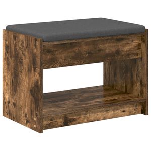 vidaXL Előt&eacute;r pad F&uuml;st&ouml;lt T&ouml;lgy 63 x 38 x 45 cm Műanyag Fa &eacute;s Sz&ouml;vet