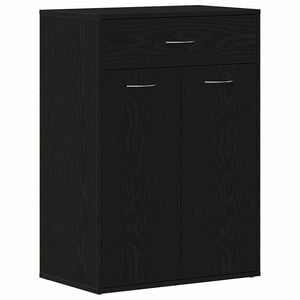 vidaXL Cipőtart&oacute; fi&oacute;kkal ajt&oacute;val Fekete t&ouml;lgy 60 x 35 x 84 cm Faanyag