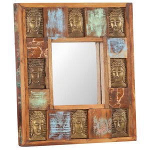 vidaXL t&ouml;m&ouml;r &uacute;jrahasznos&iacute;tott fa t&uuml;k&ouml;r Buddha burkolattal 50 x 50 cm