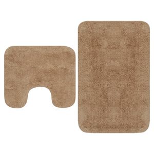 vidaXL 2 r&eacute;szes b&eacute;zs sz&ouml;vet f&uuml;rdőszobaszőnyeg-garnit&uacute;ra